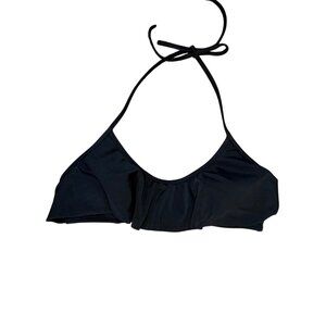 Victoria's Secret Black Bikini Top with Ruffle Halter Tie Size S